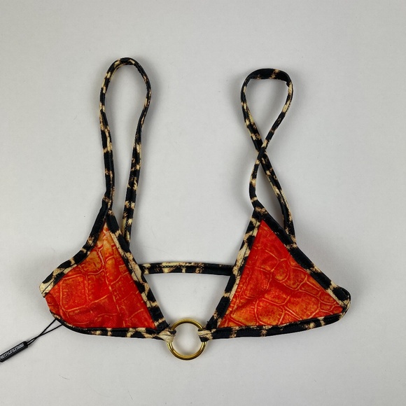 Pretty Little Thing Womens Bikini Top Leopard Sz 0 - Picture 8 of 8